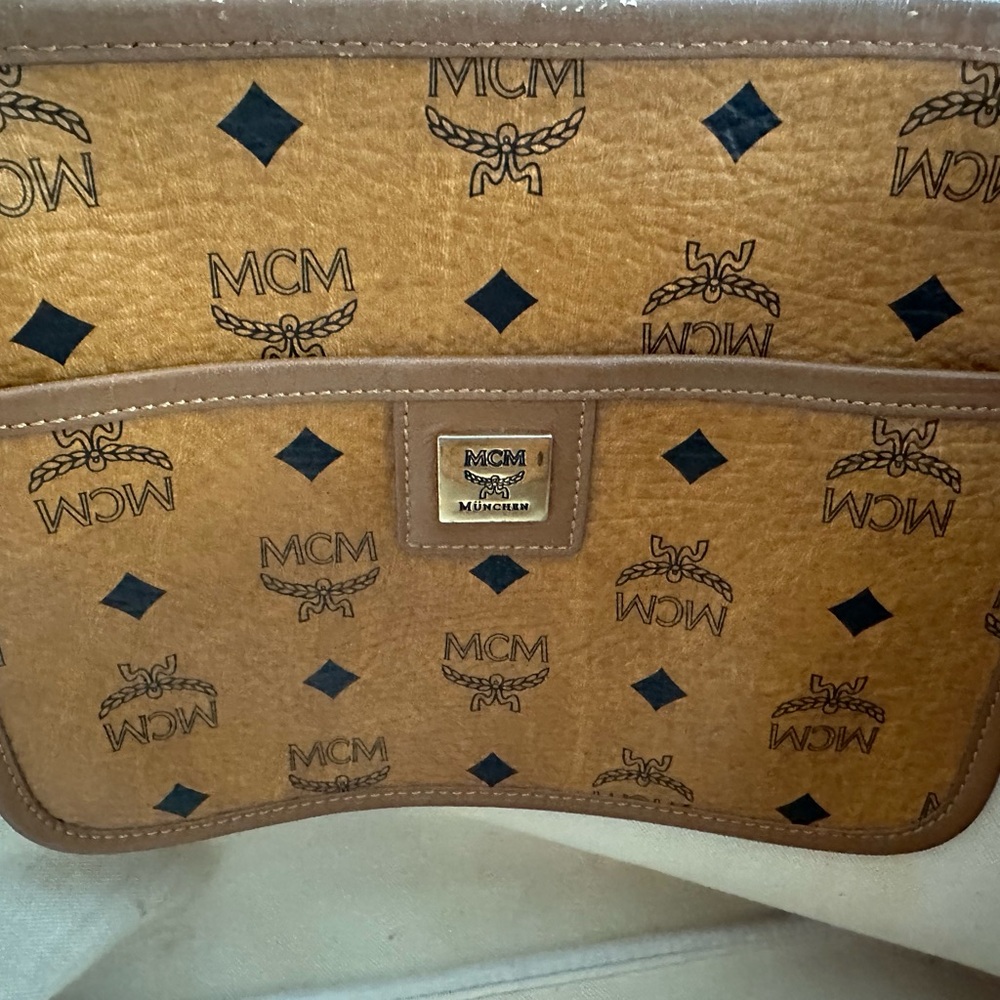 MCM Visetos Rudic Shopper Tote Cognac Orange Stripe - Authentic - Picture 10 of 13